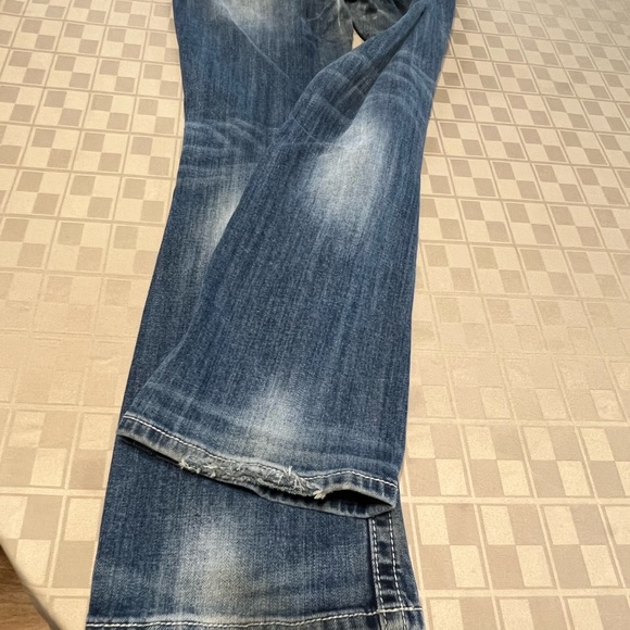 Miss Me Med Wash Low Rise Signature Boot Cut Jeans Bling Sz 30 X 30 Lace Silver - Picture 3 of 8